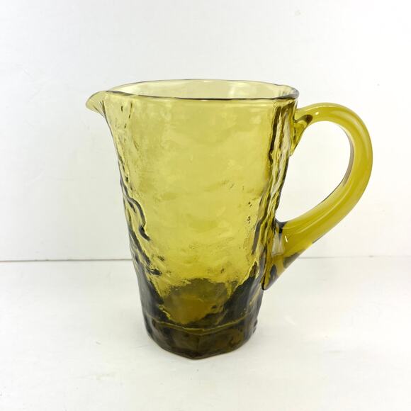 Morgantown Crinkle Glass Water Pitcher Decanter Green - Picture 1 of 6